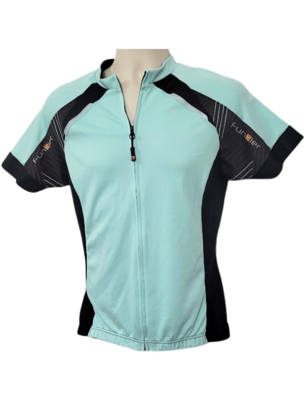 FUNKIER Mint Green & Black Full-Zip Cycling Jersey With Rear Pockets - Mens XL